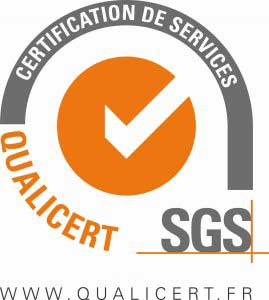 Logo Qualicert pour la certification des services de la casse auto Dem'Auto.